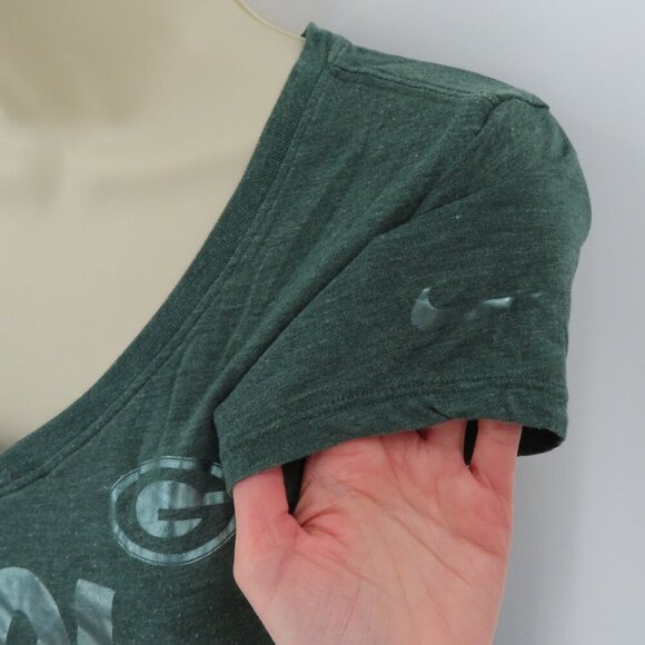 Nike Womens Small Go Pack Go Green Bay Packers V Neck Tee Shirt Top NFL Apparel - Picture 4 of 10